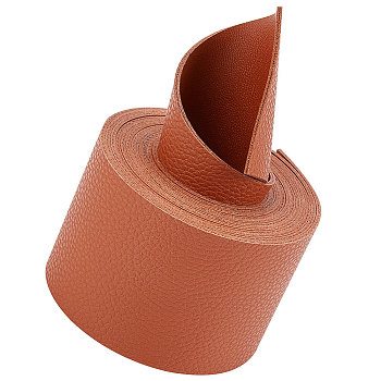 2M Flat Single Face Lychee Pattern Imitation Leather Band, Chocolate, 50x1.8mm, about 2.19 Yards(2m)/Roll