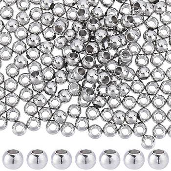 304 Stainless Steel Spacer Beads, Round, Stainless Steel Color, 5x4mm, Hole: 2.5mm, 200pcs