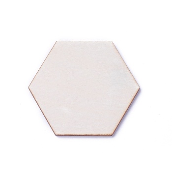 Wood Cabochons, Hexagon, BurlyWood, 52x59.5x2.5mm