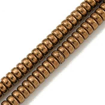 Electroplated Synthetic Non-magnetic Hematite Beads Strands, Disc, Heishi Beads, Coffee Plated, 4.5x2mm, Hole: 1mm, about 189~191pcs/strand, 15.55''~15.83''(39.5~40.1cm)