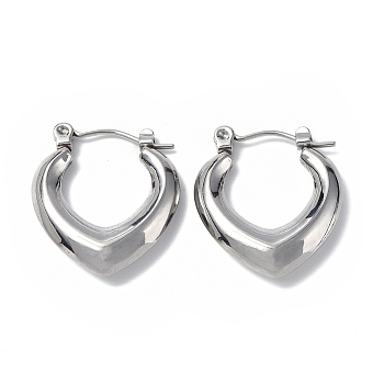 304 Stainless Steel Hollow Teardrop Hoop Earrings for Women, Stainless Steel Color, 20x18x4mm, Pin: 0.7mm