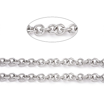 304 Stainless Steel Rolo Chains, with Spool, for Jewelry Making, Unwelded, Stainless Steel Color, 8.5x2mm, about 16.4 Feet(5m)/roll