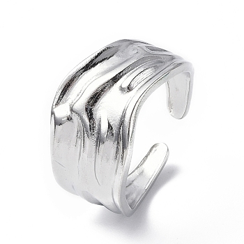 Non-Tarnish 304 Stainless Steel Open Cuff Ring for Women, Stainless Steel Color, Inner Diameter: 16mm