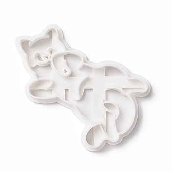 PP Plastic Cookie Cutters, Cat Shapes, White, 83x86x10.5mm