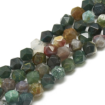 Natural Indian Agate Beads Strands, Faceted, Round, 7.5~8x7~8x7~8mm, Hole: 1mm, about 47pcs/14.9 inch
