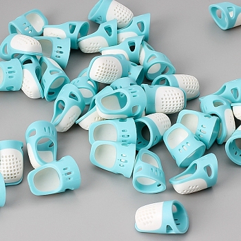 Silicone Fingertip Protector, Thimble, Finger Pad Grips, Sewing Tools, Light Sky Blue, 30.6x18.5mm
