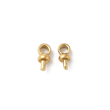 304 Stainless Steel Cup Pearl Peg Bails Pin Pendants, For Half Drilled Beads, Ion Plating(IP), Real 18K Gold Plated, 6x2.5mm, Hole: 1.5mm, Pin: 1mm