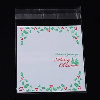 Rectangle OPP Cellophane Bags for Christmas, White, 14x9.9cm, Unilateral Thickness: 0.035mm, Inner Measure: 11x9.9cm, about 95~100pcs/bag