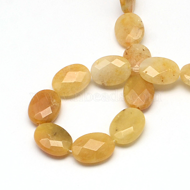 Faceted Oval Natural Yellow Jade Beads Strands(G-R303-10)-2