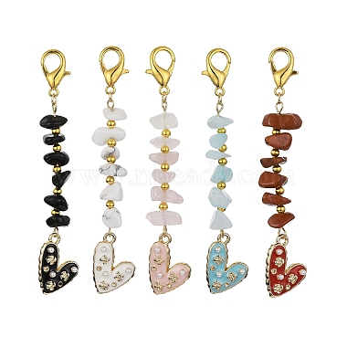 Mixed Color Heart Mixed Stone Pendant Decorations