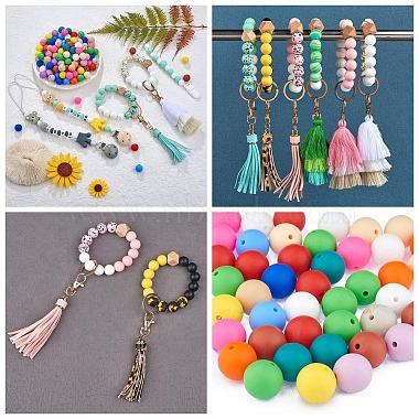 100Pcs Silicone Beads Round Rubber Bead 15MM Loose Spacer Beads for DIY Supplies Jewelry Keychain Making(JX452A)-5