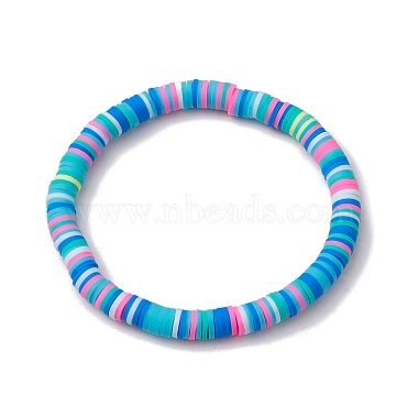 3Pcs 3 Colors Polymer Clay Disc Beaded Stretch Bracelet Sets(BJEW-JB10440-02)-4