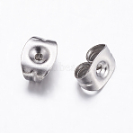 Tarnish Resistant 304 Stainless Steel Ear Nuts, Earring Backs, Stainless Steel Color, 6x4.5x3mm, Hole: 0.5mm(STAS-P161-25)
