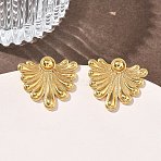 Flower 304 Stainless Steel Stud Earrings for Women, Ion Plating(IP), Golden, 23x25.5mm(EJEW-K333-32G)