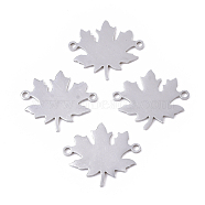 Autumn Theme 201 Stainless Steel Links connectors, Laser Cut Links, Maple Leaf, Stamping Blank Tag, Stainless Steel Color, 17x20x1mm, Hole: 1.4mm(STAS-R104-013P)