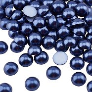 PandaHall Elite ABS Plastic Cabochons, Imitation Pearl, Half Round, Prussian Blue, 25x12.5mm(OACR-PH0001-60)