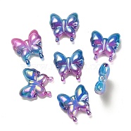 UV Plating Rainbow Iridescent Acrylic Beads, Gradient Beads, Butterfly, Royal Blue, 30x29x10mm, Hole: 2mm(OACR-G012-09D)