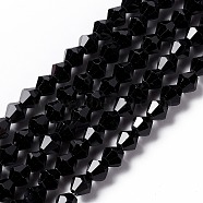 Black Color Faceted Glass Bicone Beads Strands, 6x6mm, Hole: 1.2mm, about 47~48pcs/strand, 10.24 inch~10.43 inch(26~26.5cm)(X-GLAA-S026-6mm-10)