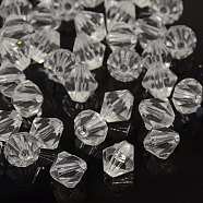 Faceted Bicone Transparent Acrylic Beads, Dyed, Clear, 10mm, Hole: 1.5mm, about 1000pcs/500g(DBB10MM01)