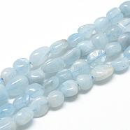 Natural Aquamarine Beads Strands, Oval, 6~10x4~7x4~7mm, Hole: 1mm, about 43~62pcs/strand, 15.7 inch(G-R445-6x8-36)