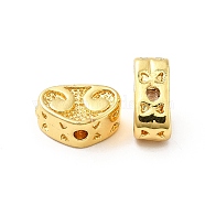 Rack Plating Brass Beads, Long-Lasting Plated, Heart, Golden, 7x10x4.5mm, Hole: 1.5mm(KK-P095-67G)