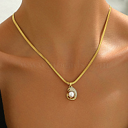 Leopard Brass Cubic Zirconia Pendant Necklaces, Fashionable Luxurious, Golden, 17.72 inch(45cm)(RO7986)