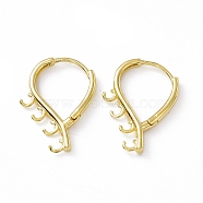 Brass Hoop Earring Finding, with Horizontal Loops, Teardrop, Cadmium Free & Lead Free, Real 24K Gold Plated, 22x16x2mm, Hole: 1.6mm, Pin: 0.8mm(KK-A172-23G)