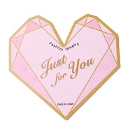Paper Hair Clip Display Cards, Jewelry Display Card for Hair Clip, Heart with Word Just for You, Pearl Pink, 12.5x12.5x0.03cm, Hole: 1.2mm(CDIS-F005-01)