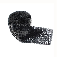 Polyester Paillette Chain Rolls, Sparkle, Clothing Accessories, Black, 3 inch(75mm)(OCOR-WH0063-59A)