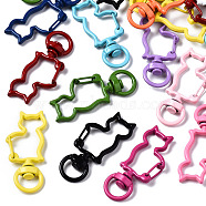 Spray Painted Eco-Friendly Alloy Swivel Snap Hooks Clasps, Cadmium Free & Nickel Free & Lead Free, Cat, Mixed Color, 40x20x7mm, Hole: 5x9mm(PALLOY-T080-16-NR)