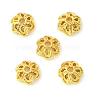 Rack Plating Brass Bead Caps, Long-Lasting Plated, Lead Free & Cadmium Free, 6-Petal Flower, Real 18K Gold Plated, 6.5x3.5mm, Hole: 1.4mm(KK-G501-12G)