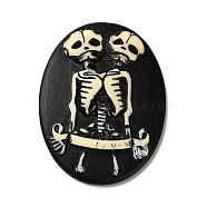 Halloween Opaque Resin Cabochons, Oval with Skull, Black, 38x28x5mm(CRES-F023-05)