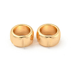 Brass Beads, Large Hole Beads, Flat Round, Real 18K Gold Plated, 15.5x8.5mm, Hole: 11mm(KK-P255-10G)