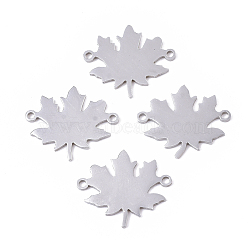 Autumn Theme 201 Stainless Steel Links connectors, Laser Cut Links, Maple Leaf, Stamping Blank Tag, Stainless Steel Color, 17x20x1mm, Hole: 1.4mm(STAS-R104-013P)