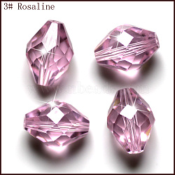 Imitation Austrian Crystal Beads, Grade AAA, K9 Glass, Faceted, Bicone, Pink, 10x13mm, Hole: 0.9~1mm(SWAR-F054-13x10mm-03)