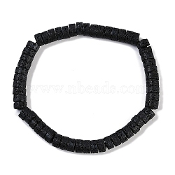 Natural Lava Rock Beaded Stretch Bracelets for Men Women, Disc, Inner Diameter: 2 inch(5.2cm), Bead: 6.5x3mm(BJEW-G727-01A)