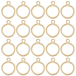 30Pcs Brass Charms, Round Ring, Real 18K Gold Plated, 15x11.5x1mm, Hole: 1.8mm(KK-BBC0007-80)
