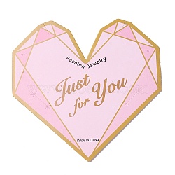 Paper Hair Clip Display Cards, Jewelry Display Card for Hair Clip, Heart with Word Just for You, Pearl Pink, 12.5x12.5x0.03cm, Hole: 1.2mm(CDIS-F005-01)
