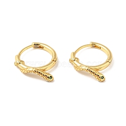 Green Cubic Zirconia Snake Hoop Earrings, Brass Jewelry for Women, Cadmium Free & Nickel Free & Lead Free, Real 18K Gold Plated, 17x14.5x3mm, Pin: 0.8mm(EJEW-G312-12G)