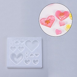 Silicone Molds, Resin Casting Molds, For UV Resin, Epoxy Resin Jewelry Making, Heart, White, 89x78x8mm, Inner Size: 5~32x6~36mm(DIY-O005-06)