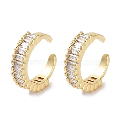 Rectangle Brass Cubic Zirconia Cuff Earrings for Women, Long-Lasting Plated, Cadmium Free & Lead Free, Real 18K Gold Plated, 15x16.5x2mm(EJEW-E310-09G)