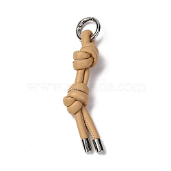 Imitation Leather Keychain, with Platinum Alloy Finding, for Bag Car Pendant Decoration, Sandy Brown, 12cm(KEYC-K023-02P-10)