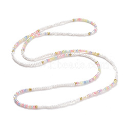 Glass Seed Beaded Elastic Waist Bead Chains, Summer Body Chains, Bikini Jewelry Chains for Women Girls, Mixed Color, 31-7/8 inch(81cm)(NJEW-C00021-01)