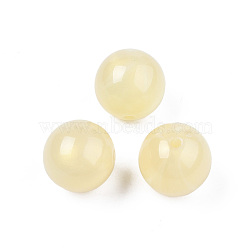 Opaque Acrylic Beads, Two Tone Color, with Glitter Powder, Round, Lemon Chiffon, 15.5x15mm, Hole: 2mm, about 210pcs/500g(MACR-N009-014B-02)
