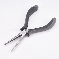 45# Carbon Steel Long Chain Nose Pliers, Hand Tools, Polishing, Black, 15.5x8x1.7cm(PT-L004-35)