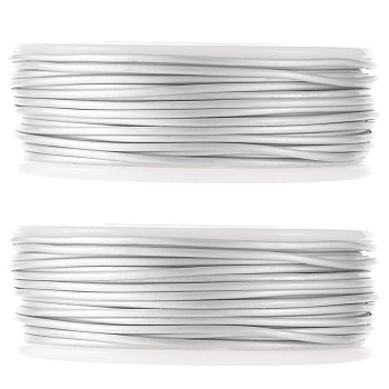 2 Rolls Matte Aluminum Wire, Round, with Spool, Silver, 1.2mm, about 52.49 Feet(16m)/Roll