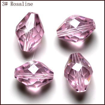Imitation Austrian Crystal Beads, Grade AAA, Faceted, Bicone, Pink, 10x13mm, Hole: 0.9~1mm