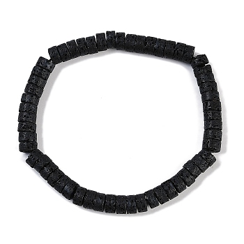 Natural Lava Rock Beaded Stretch Bracelets for Men Women, Disc, Inner Diameter: 2 inch(5.2cm), Bead: 6.5x3mm