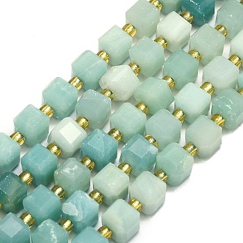 Natural Amazonite Beads Strand, Faceted, Cube, Grade A, 6.5~7.5x6.5~7.5x6.5~7.5mm, Hole: 1.2mm, about 43~44pcs/strand, 15.35~15.55 inch(39~39.5cm)