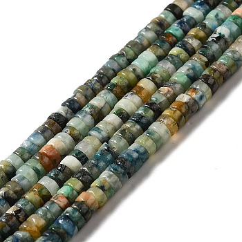 Natural Chrysocolla and Lapis Lazuli Beads Strands, Heishi Beads, Flat Round/Disc, 4.5x2mm, Hole: 1mm, about 192pcs/strand, 15.94 inch(40.5cm)